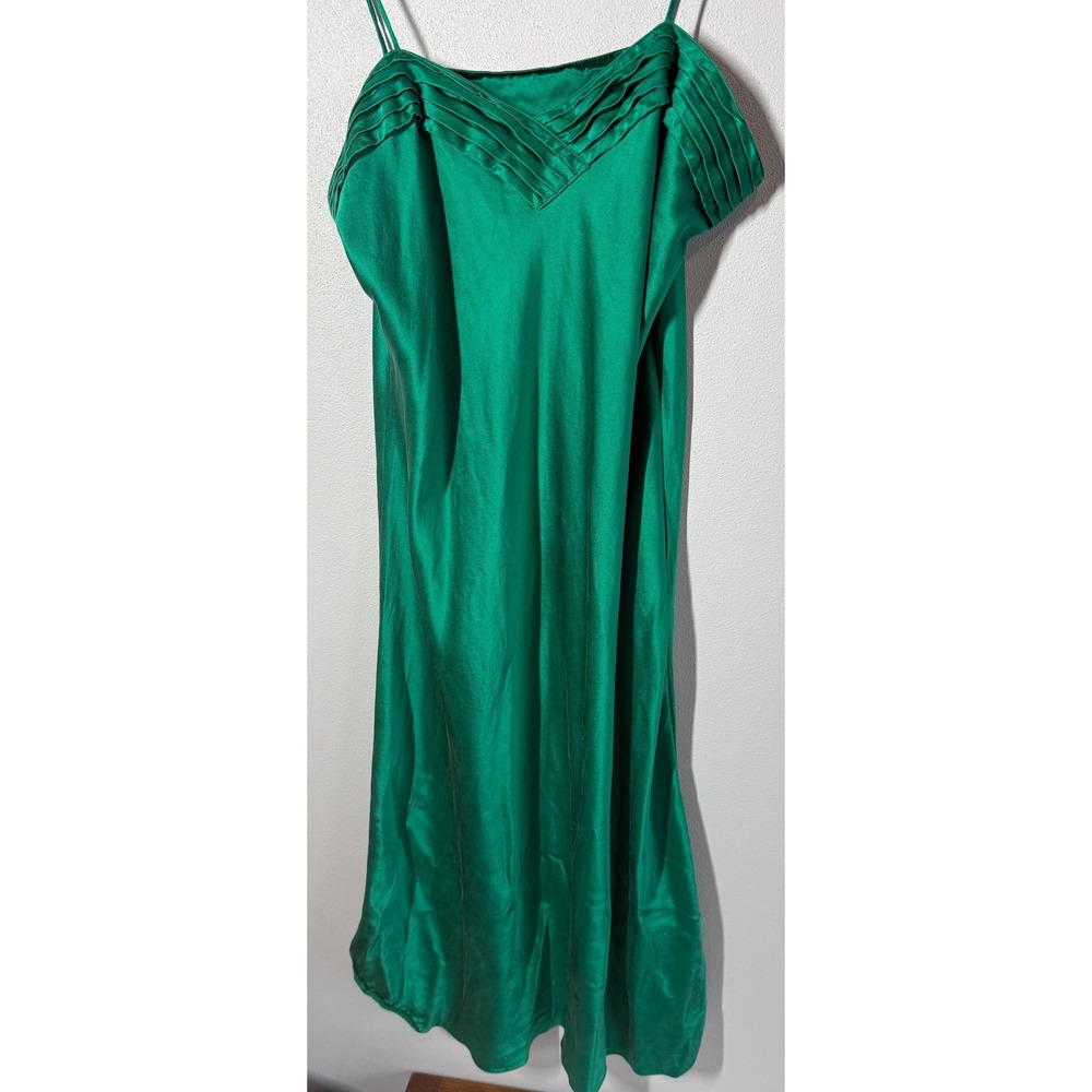 Vtg Victoria's Secret Womens 100% Silk Nightgown Size L Green Slip Dress Y2K
